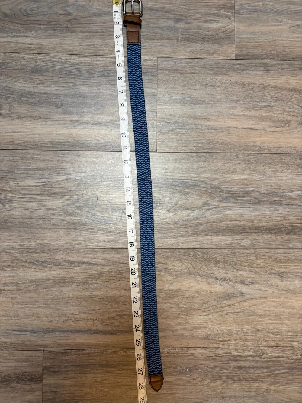Janie and Jack Boys Blue Woven Stretch Belt Leather Trim Size 10-12